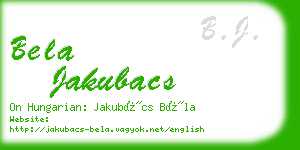 bela jakubacs business card